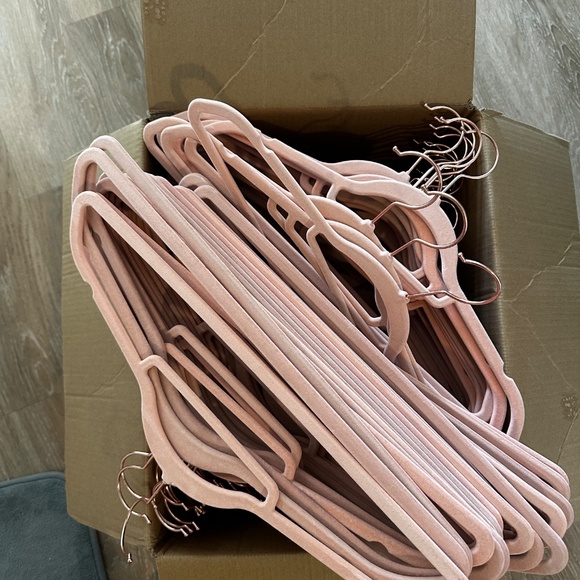 SONGMICS Velvet Hangers 50 Pack Light Pink Clothes Hanger Rose Gold Swivel Hook - Picture 2 of 4
